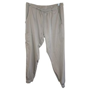 Medichic Womens Scrub Pants XL Solid 5 Pockets Drawstring Mid Rise Beige